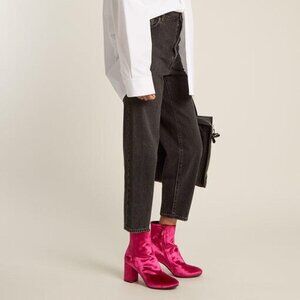 Balenciaga Ville Velvet Ankle Boots in Fuchsia Size 40